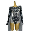 Fashion Pearls Long Tassel Stage Performance Jumpsuit Show Dancer Costumes Festival Clothing Women Female Rhinestone Bodysuit