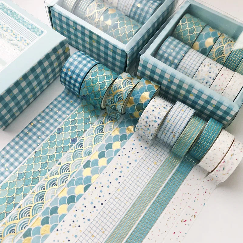 Cute Gold Foil Bronzing Traveller Journal Diary Decoration DIY Masking Tapes Lot Scrapbooking Craft Washi Tape 10rolls