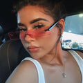 Lucky New Fashion Rimless Rectangle Colorful Lenses Shades Small Very Narrow Flat Frame Sunglasses