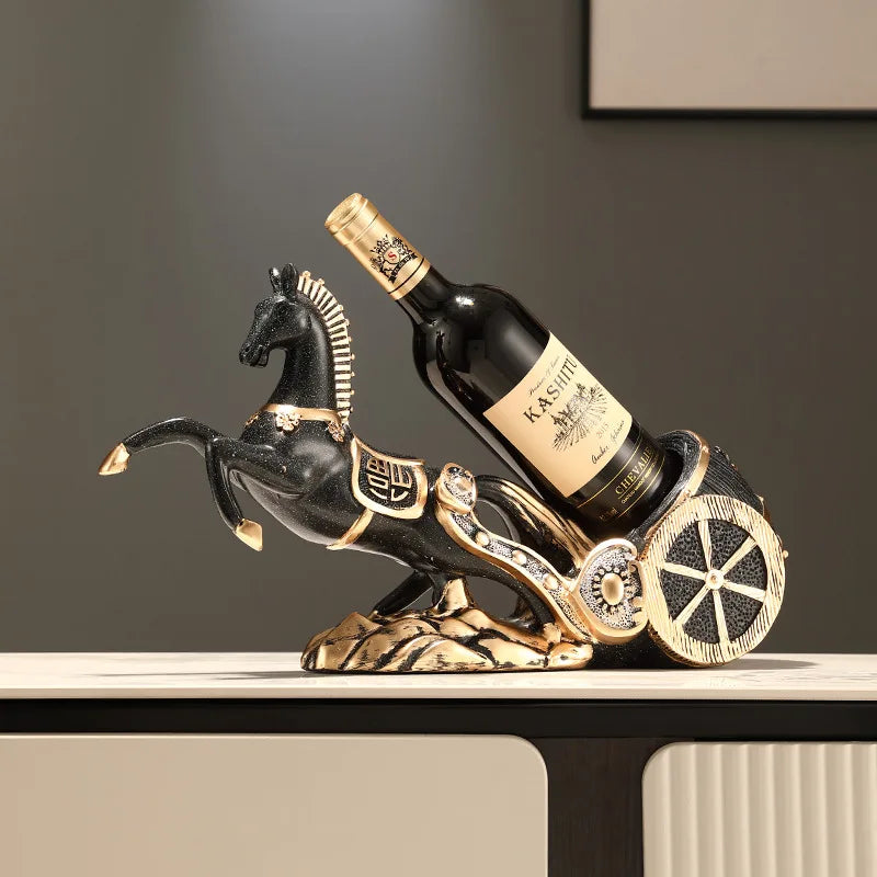 Wholesale Durable Resin Horse Wine Rack Display Stand Elegant Birthday Decor for Hotels Bars Restaurants Bulk Order Available