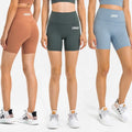 Women's Running Workout Shorts Fitness Sport Gym Clothing High Waist Crotchless Yoga Shorts Logo Printed Biker Shorts