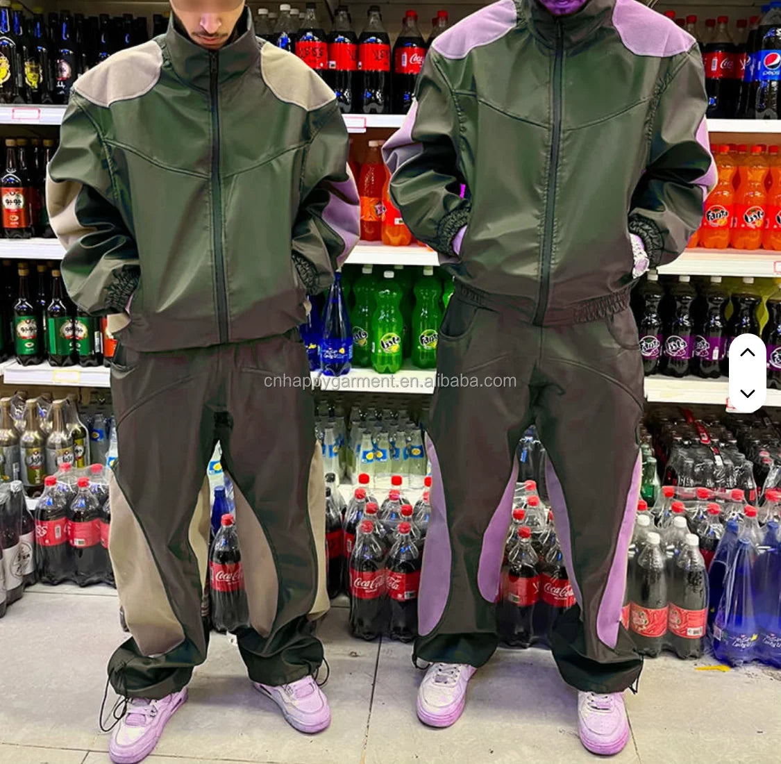 Custom Oversized Lightweight Zip-Up Windbreaker Streetwear Tracksuit Men Printed Polyester Jogger Set Breathable Autumn Color
