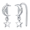 925 Sterling Silver Star & Moon Earrings for Women Fashion Jewelry Zircon Ear Studs Girl Wedding Gift SCE1500