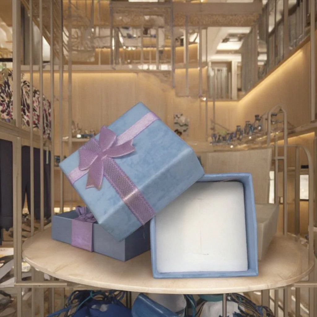 Luxury Design Small Size Jewelry Box With Printing logo Custom Design Gift Box With Ribbon Bow Printing Kraft Paper Box