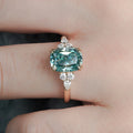 Popular 14 Karat Yellow Gold 7*9mm Retangular Cushion Cut Moissanite Adjustable Ring  Blue Green Moissanite Ring Jewelry