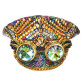 Ecoparty  Sequined &amp; Gold Rivets Diamonds Luxury Steampunk Hat With Goggles Gothic Rock Night Club Wear Party Cosplay Props