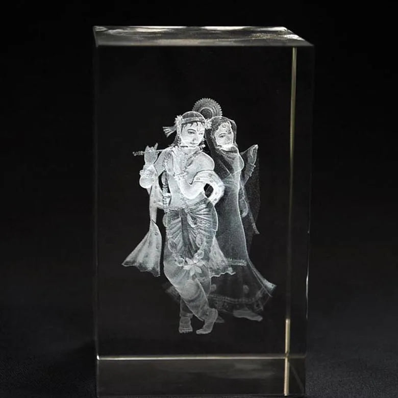 Crystal Cube Buddha Statue Muslim Gifts Glass Block Paperweight