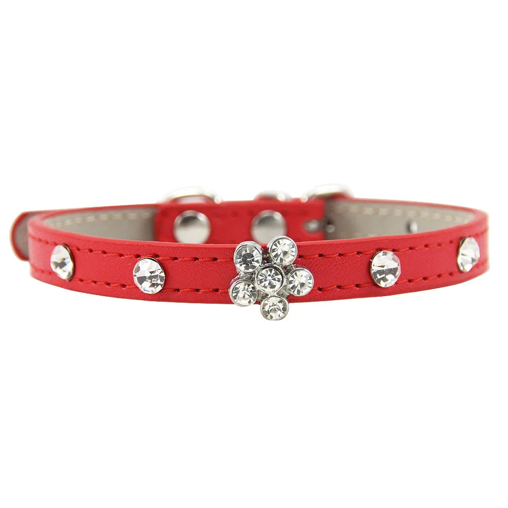 Fashion Rhinestone Flower Cute Cat Collar