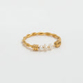 Joolim Jewelry Wholesale 18K Gold Plated Dainty Fresh Water Pearl Rope Stainless Steel Rings for Women Statement Rings