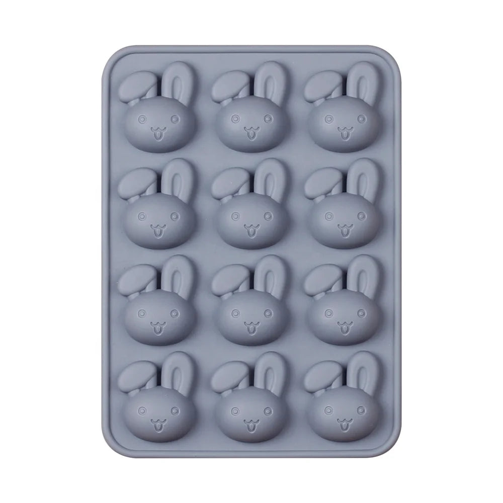 12 Cavities Silicone Bunny Shape Cartoon Food Grade Eco-Friendly Stocked Cake Decorating Chocolate Bake Mold 18x13x1.6cm