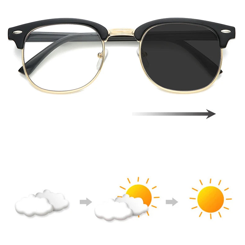 Modern Simple Design Photochromic Blue Light Blocking Glasses with Metal Frame
