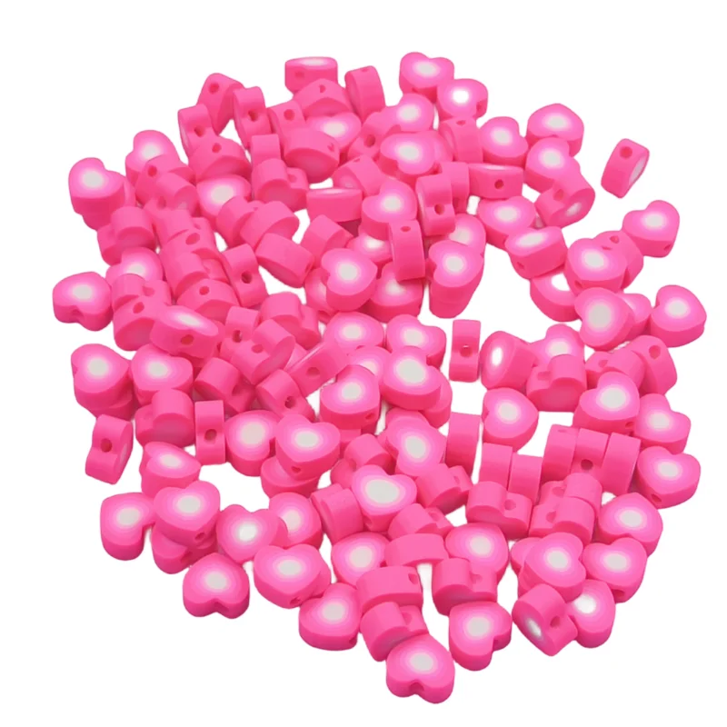 Pink Gradient Peach Heart Polymer Clay Beads Bracelet Necklace Glasses Chain Phone Chain Jewelry Accessories