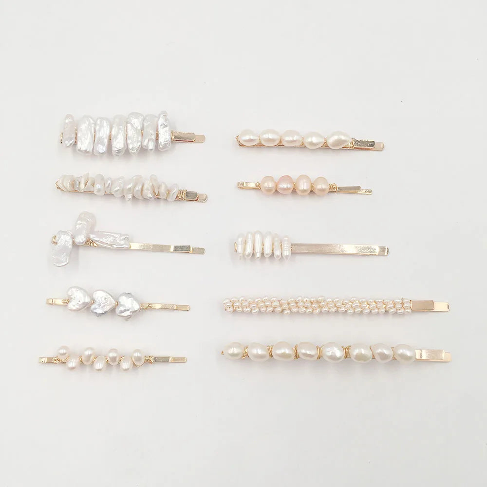 Wholesales Nature Baroque Pearl Bobby Pin New Women Handmade Natural Freshwater Pearl Hair Clipsreal Gold Plating Nickle Free