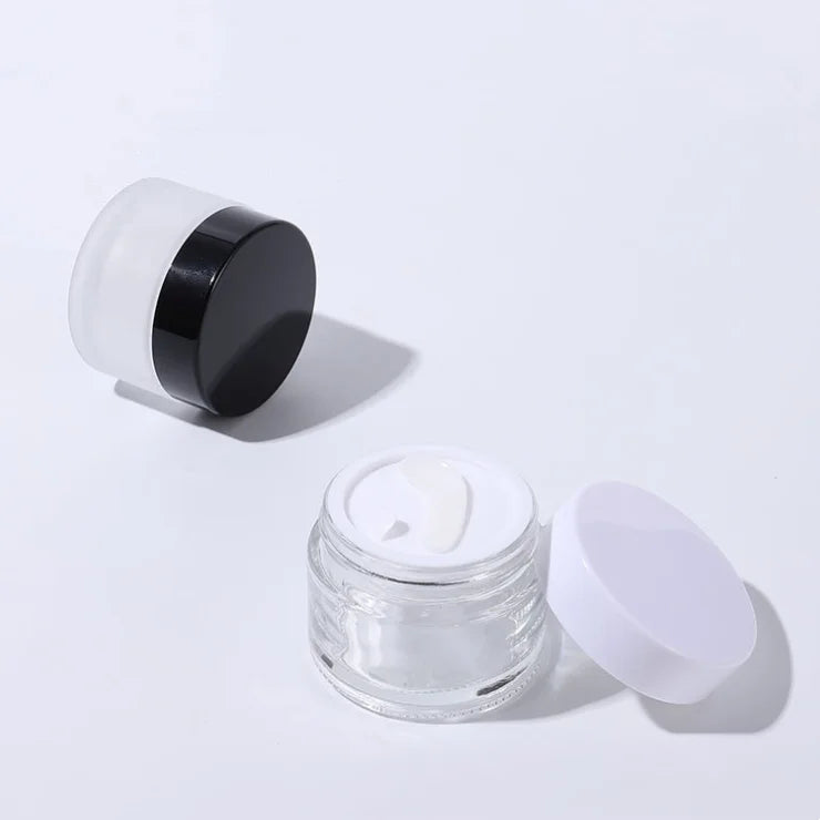 Thicken Skincare Cosmetic Packaging White Black Screw Cover 30ml 50ml Empty Matte Glass Cosmetic Cream Jar