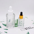 30ml clear 1oz Dropper square Bottle Glass with Gold Lid