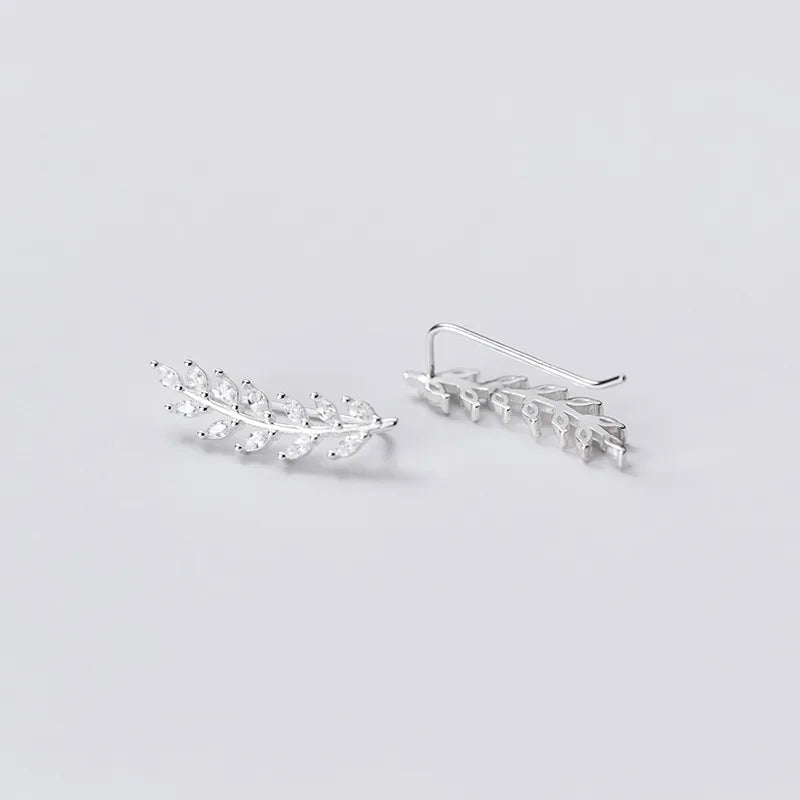 Luxury Fashion Handmade 925 Sterling Silver Cubic Zircon Leaves Shape Drop Earrings for Girls Women Gifts