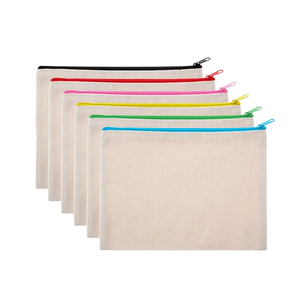 DIY Craft Canvas Zipper Pouch Reusable Practical Eco-Friendly Recyclable Durable Small Capacity Bulk Makeup Bags Travel Storage