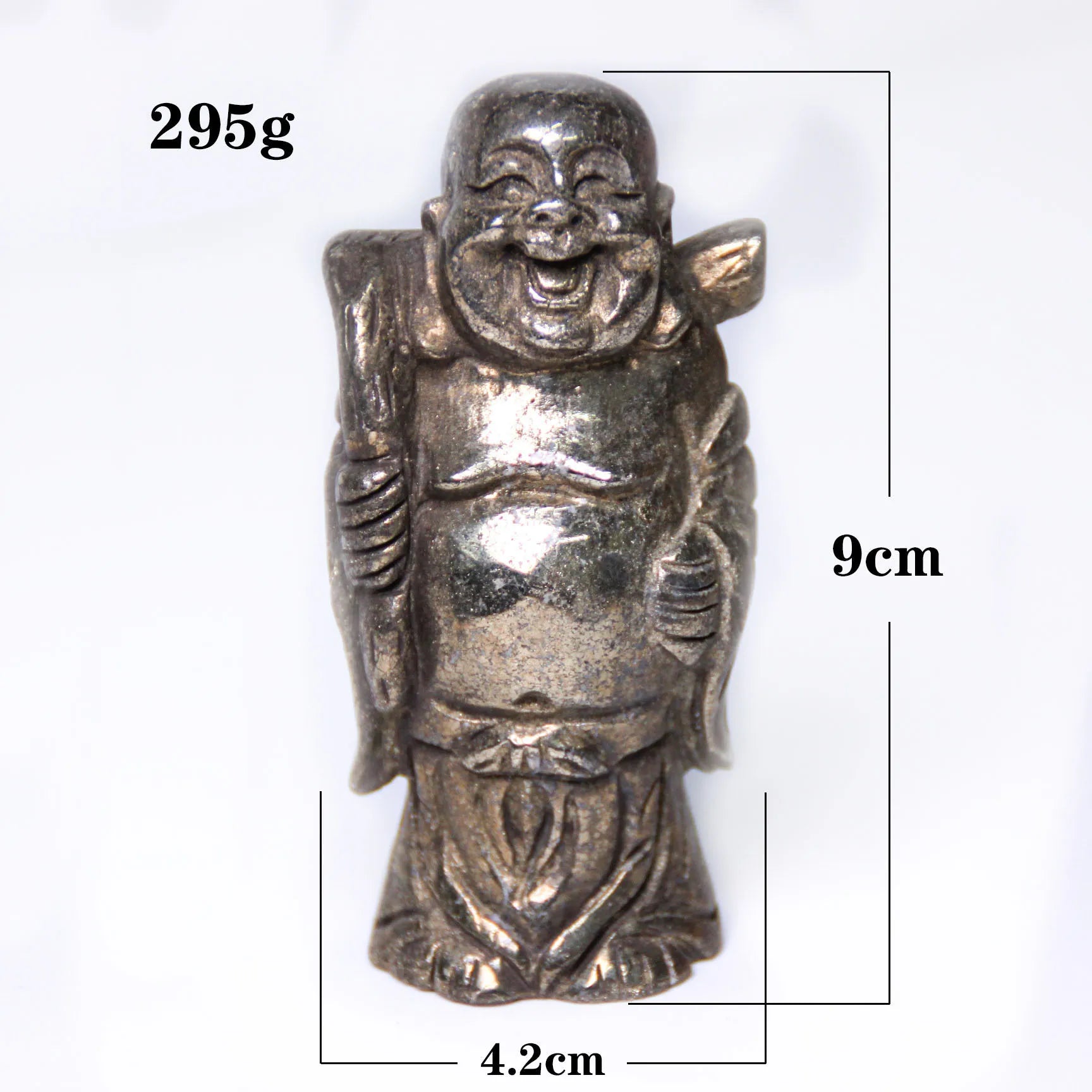Huiying Handcrafted Natural Pyrite Gemstone 42*90mm Buddha Statue Figurine Made in China
