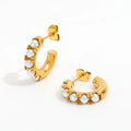 New Trendy Earring 18K Gold Plated  Basic Pearl Hoop Earrings for Women Stainless Steel Fashion Jewelry Wholesale