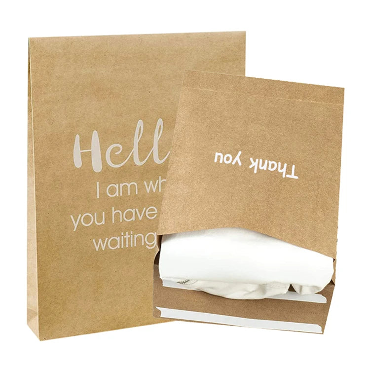 Custom Kraft Cardboard Mail Bag Flat Bottom Expanded Envelope Packaging Clothing Shopping Paper Mail Bag