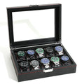 Factory Direct 10 Slots High-End PU Leather Watch Display Box Box Carbon Fiber Luxurious MDF Case for Watch Packaging
