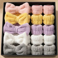Can Custom Logo Flannel Skincare Spa Wristband Makeup Facial Wrist Washband Face Towel Wash Bow Headband Scrunchie Set for Women