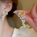 Personalized Pearl Grape String Earrings Creative Design French Retro Luxury Premium Cute Drop Earrings