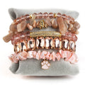 New Arrival Fashion Bohemia Jewelry Stretch Crystal Bracelet Natural Stone Beaded Cat Claw Charm 5pc Stack Bracelets Set