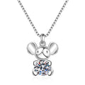 Luxury Jewelry S925 Sterling Silver 0.5ct Moissanite Cute Animal Mouse Pendant Necklace for Women
