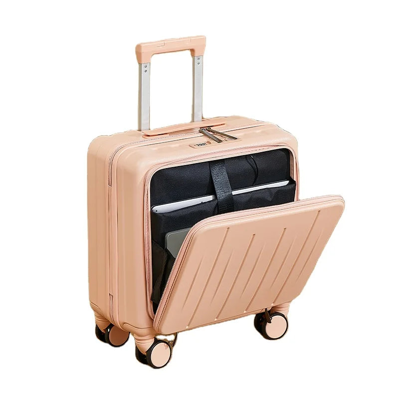 Multifunctional Hard Shell Luggage Designer Luxury Pink 18 Inch Mini Boarding Case Custom Carry-on Suitcase