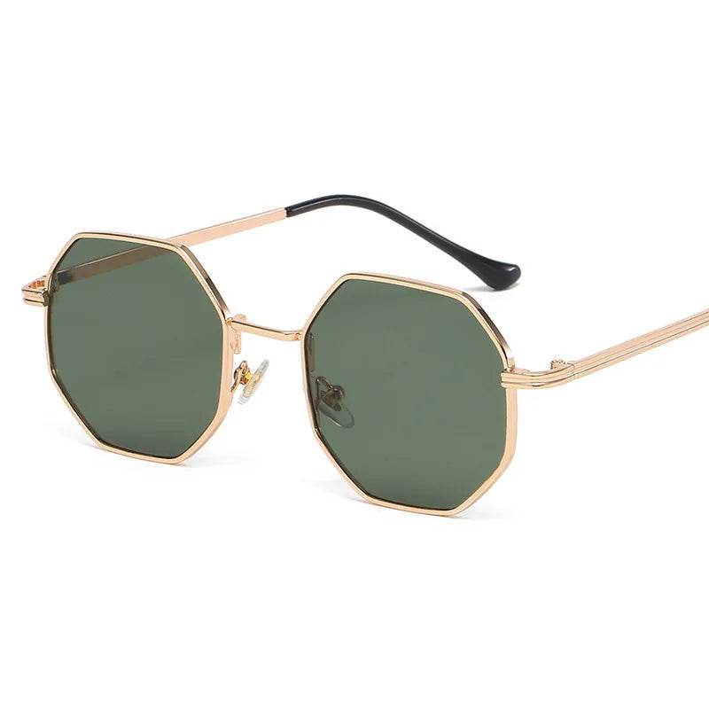 2025 Custom Logo Retro Men Women Small Frame Punk Sunglasses UV400 Gradient Lens Shades Polygon Metal Sunglasses Men Women