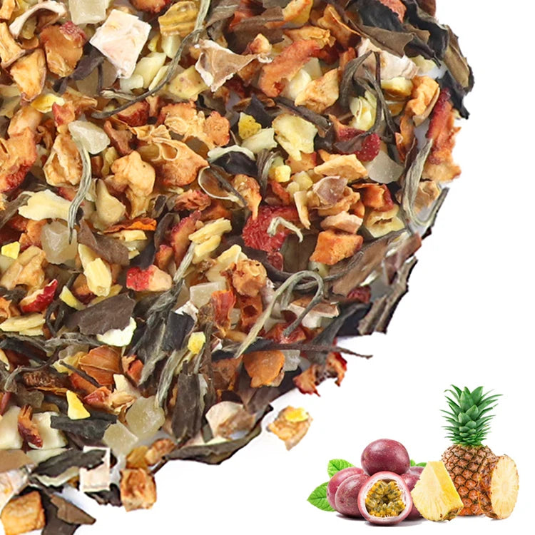 Chinese 100% Pure Herbal Dried Fruit Granule Flavor White Tea Passion Fruit Pineapple Tea