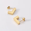 JOOLIM High End 18K Gold Plated L & J Pattern Geometric Hoop Earring Dainty Earring Tarnish Free