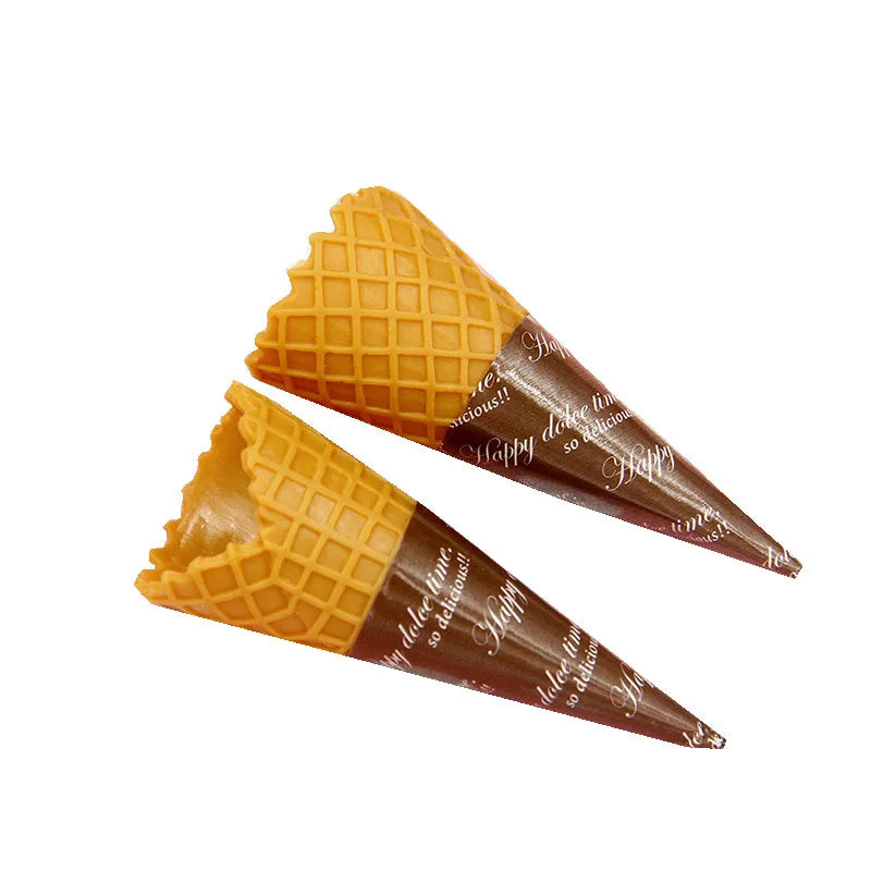 Hengxin PVC Hot Sale 6.6*2.7CM Simulated Food Dark Brown Pink Blue Light Brown Ice Cream Cone for Craft Decoration Children Toys