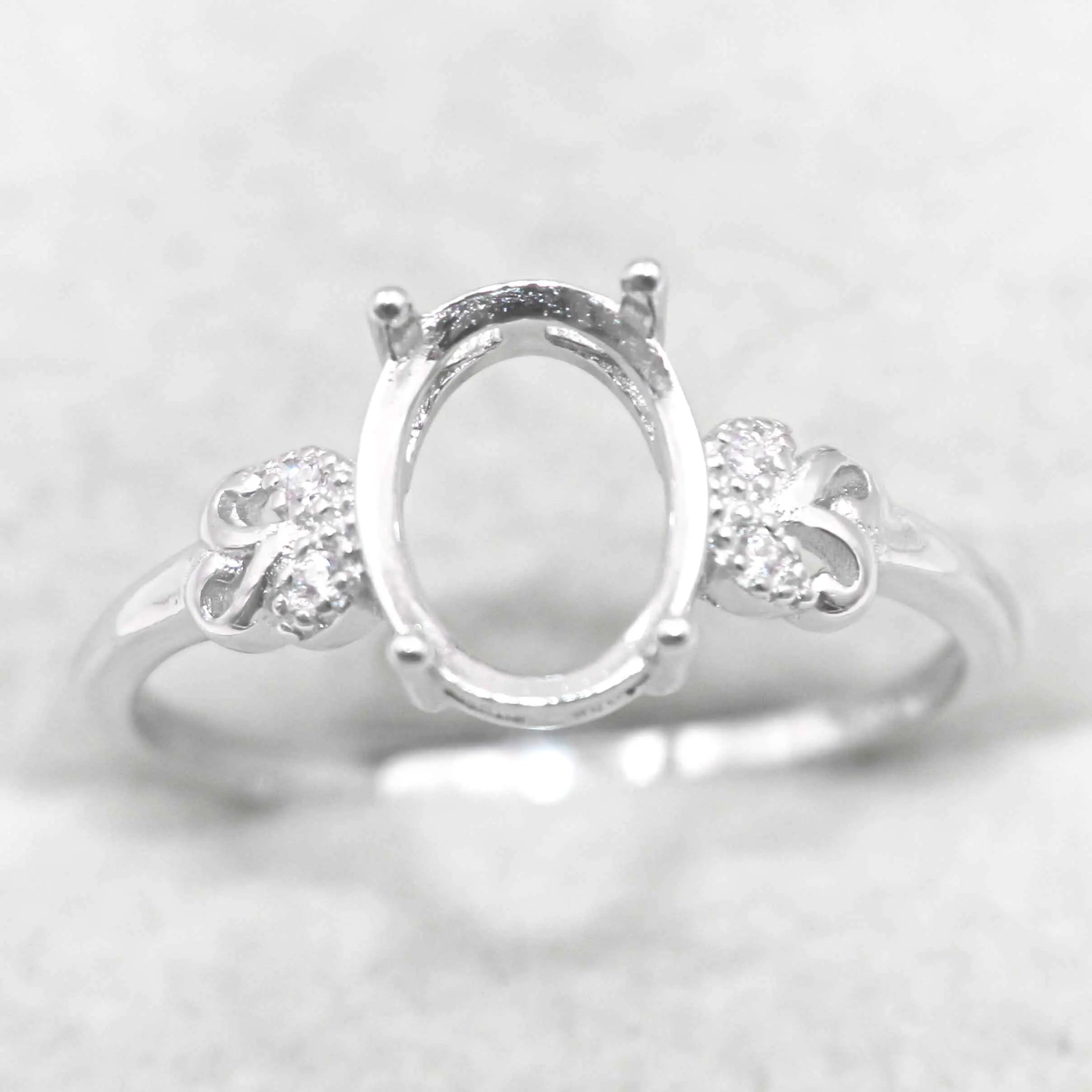 Sterling Silver 7*9mm Semi Mount Ring Frame Empty Blank Support Claw Setting S925 Base Holder Without Center Stone for DIY Inlay