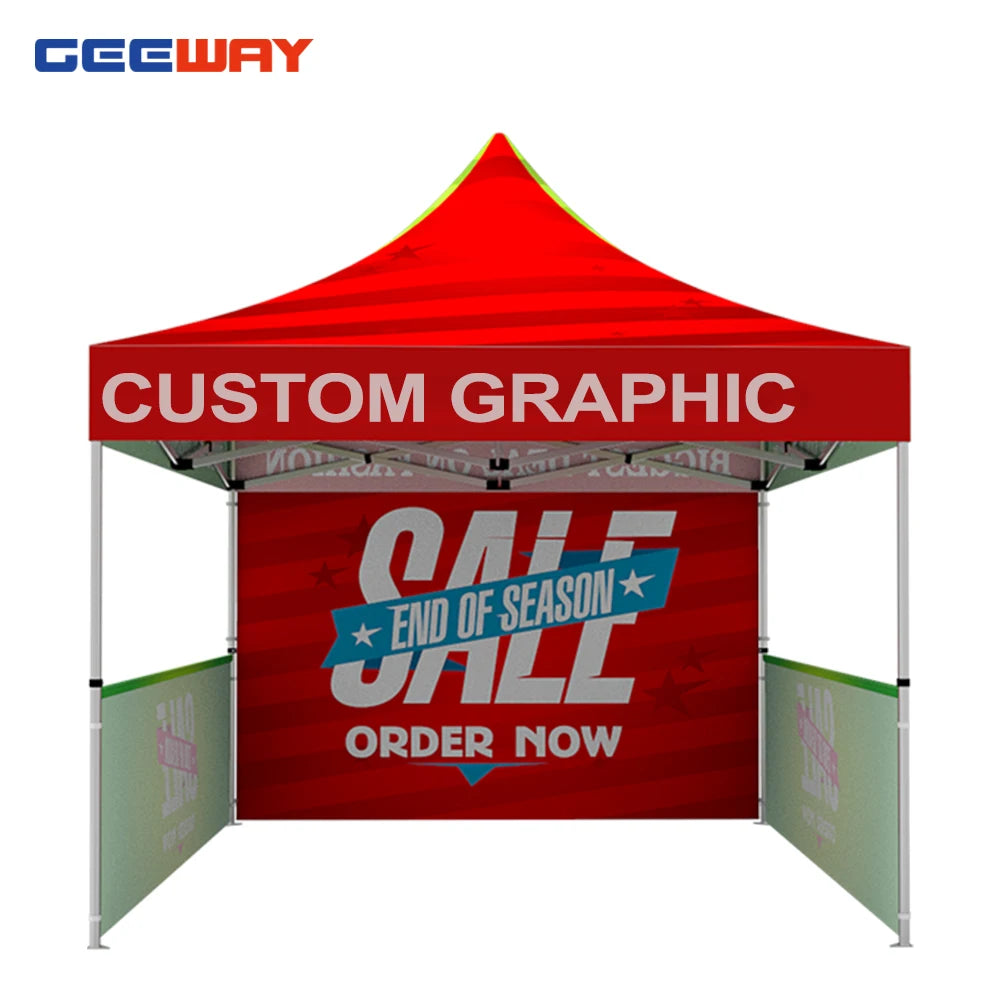 GEEWAY Trade Show 10x10 Custom Pop up Canopy Tent with Aluminum Frame Waterproof 4-Door Design MegaBDM