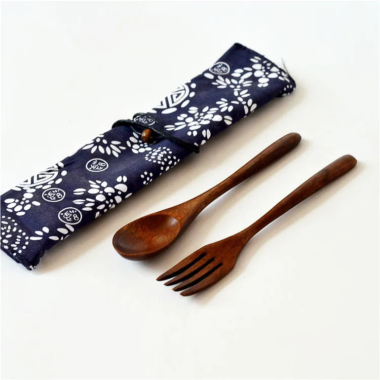 Wooden Dinnerware Set Bamboo Cutlery and Spoon Catering Cutlery Set Tableware Set