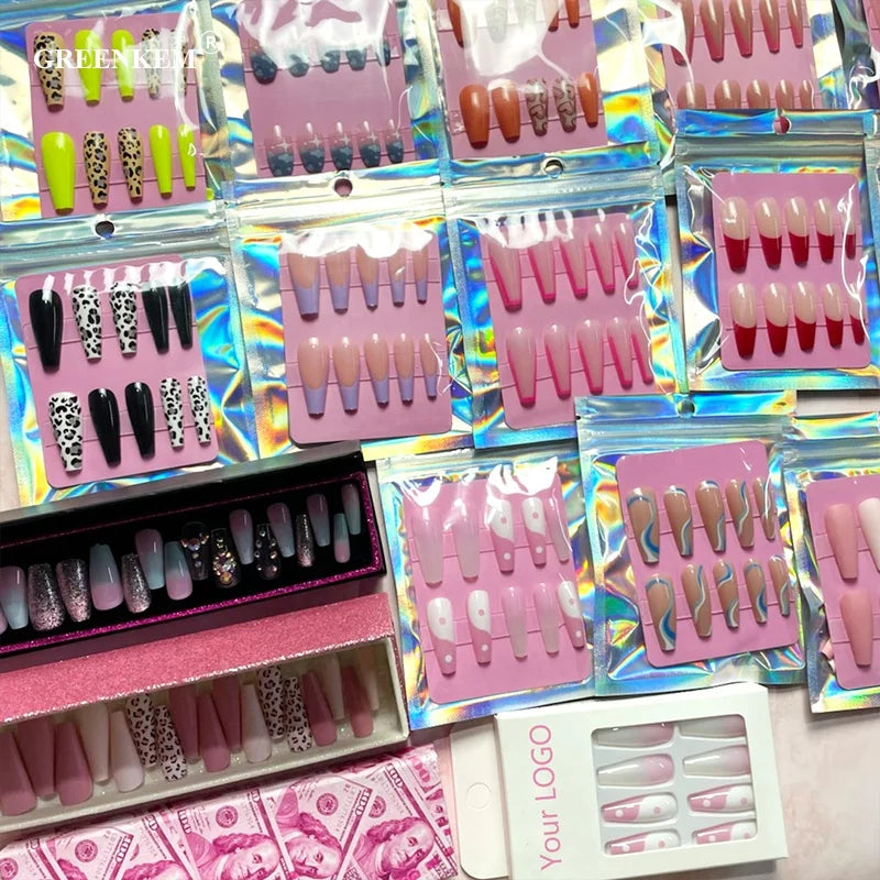 GREENKEM Hand-made Ballerina High Quality Movie Star Nail Design Long Press on False Nails Full Cover