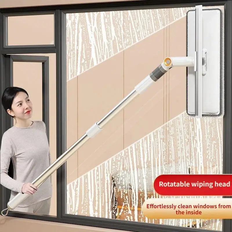 Joybos Squeegee Window Cleaner 2 in 1 Rotatable Window Cleaning Tool Kit52.9'' Extension Pole for Cleaning High Glass Cabinets