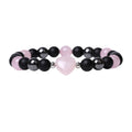 8mm Healing Rose Quartz Gemstone Bracelets Love Heart Shaped Stretch Gemstone Bracelets for Women Men Fashion Jewelry