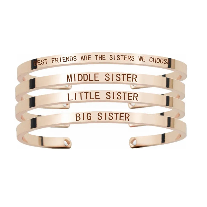 Creative Friendship Bracelets Little Big Middle Sister Bangle Sisters Jewelry Birthday Present Graduation Gift for Best Friends