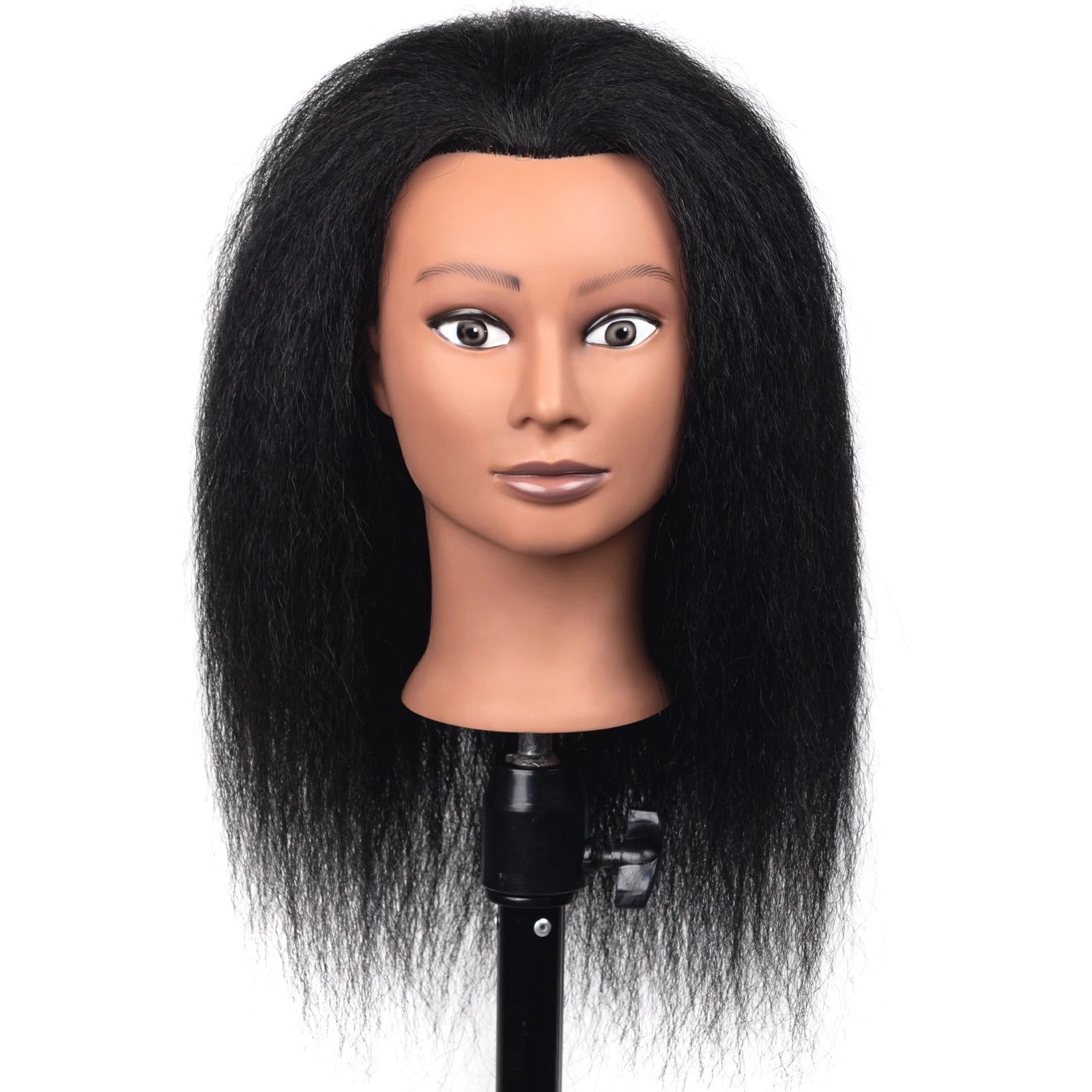 African Mannequin Heads with 100% Human Hair Show Hairdressers Practice Weaving Hairstyles to Train Wig Models