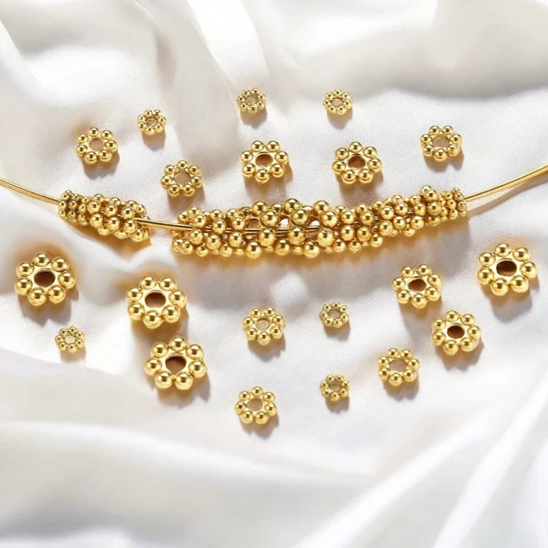 Stainless Steel Spacer Gold Beads Gold Color Flower Spacer Beads for Jewelry Making Findings Accessories