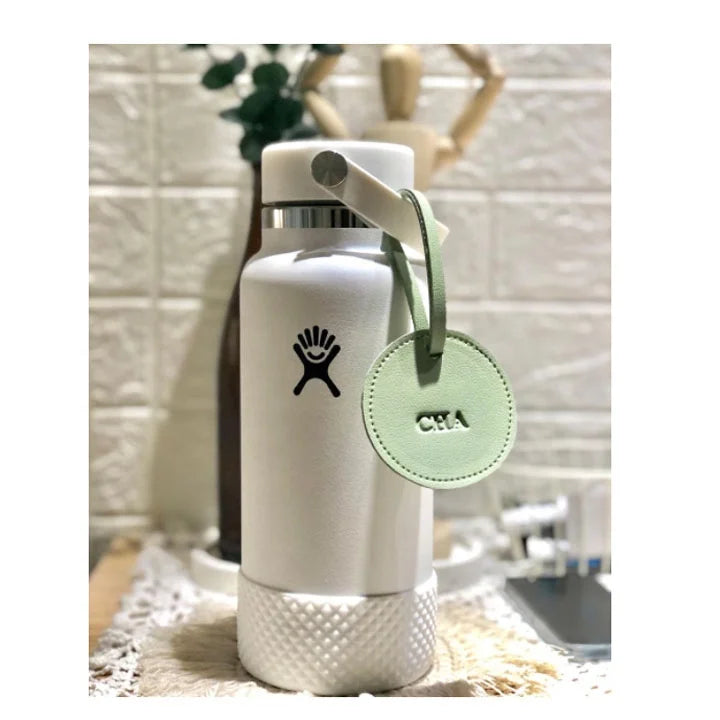 PU Leather Coffee Tea Tags Round Bag Tag Water Bottle Decoration Tag Hanging Strap Pendant Ornaments for Bags Decor Accessories