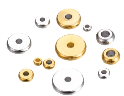 4-10mm Stainless Steel Flat Ring Bead Stainless Steel Spacer Bead for Leather Rope Jewelry Accessories Wholesale DLPJ025