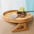 Natural Bamboo Sofa Armrest Clip-On Tray 10inch Round Couch Arm Table for Snack/Drink/Phone/TV Remote