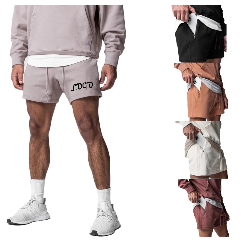 2025 Customized Sweat Running Men Cotton Shorts Breathable Jogger Gym Loose Shorts for Men