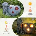 Charming Heart-Shaped Winged Puppy Dog Statue with Paw Prints Resin Outdoor Garden Decor Pet Lover Easter Gift Gray White Design