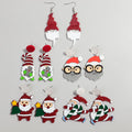 Hot Selling Cute Christmas Casual Party Cartoon Santa Print Tree Gingerbread Man Santa Hat Candy Cane Acrylic Earrings
