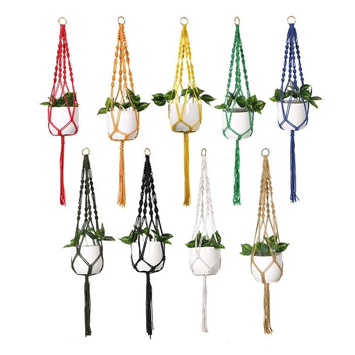 Hot Sale Macrame Plant Hanger Vintage-Inspired Nylon Rope Wall Hanging Planter Basket for Garden Home Decor